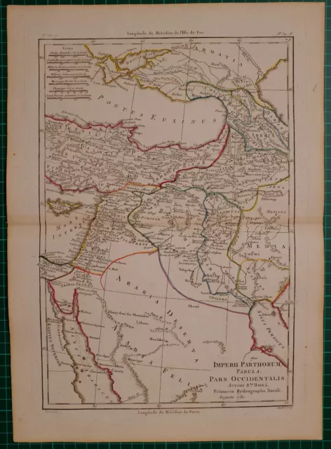 1780 Datum Rigobert Bonne Karte ~ West Imperii Parthorum Iran Mittlere East