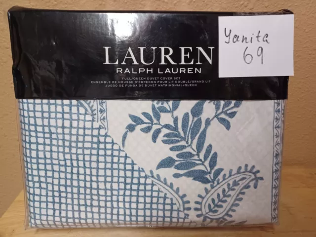 Ralph Lauren Wakefield Blue Paisley  Full/Queen Duvet Cover  3 pc Set New