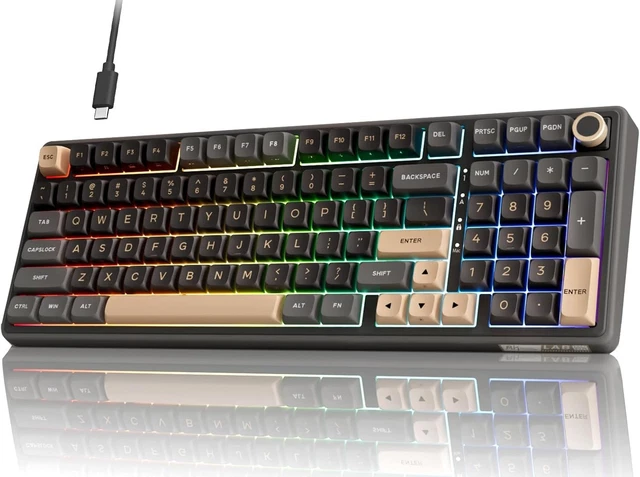 Rk R98 Pro RK ROYAL KLUDGE R98 Pro Mechanical Keyboard, 96% Wired Cream Switch ...