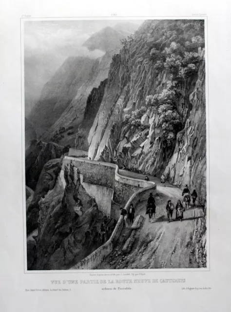 1830 - Cauterets Pyrenees Lithographie Jacottet