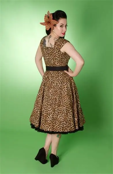 LEOPARD print SWING DRESS 10 8 - Full circle skirt retro pin up rockabilly style 2