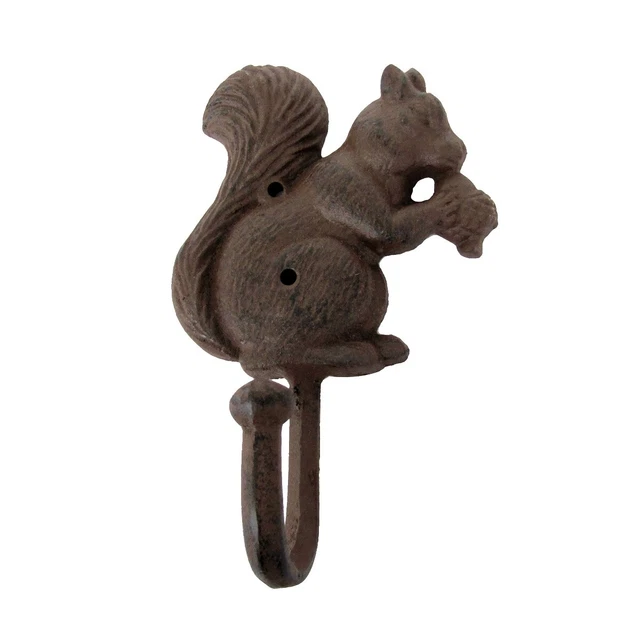 New Cast Iron Squirrel Wall Hook Coat Hat Key Towel Ring Rustic Cabin Home Decor