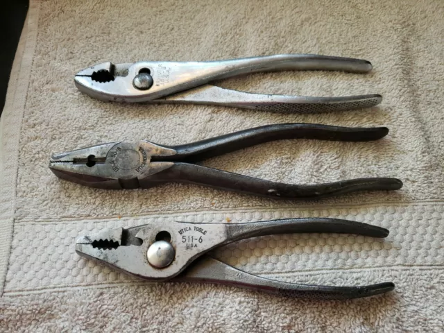 Pliers Lot 3 Pairs- 1 Utica Tools 511-6 ,1 Utica 50-8 ,1 Kraeuter No.156-8,USA-