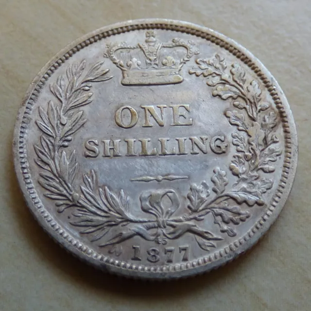 Queen Victoria 1 Shilling 1877 Die No 45 Silver Nice Grade (myrefn18043)