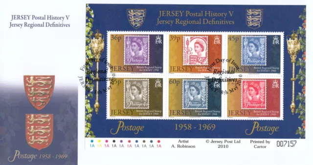 (133632) Postal History V Definitives minisheet GB Jersey FDC 2010