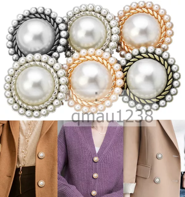 Elegant Metal Pearl Shank Buttons 15Mm-25Mm Clothing Coat Sewing Craft Decor Diy