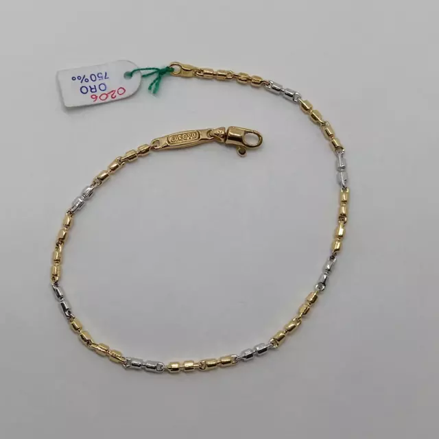 Bracciale Da Uomo A Maglia In Oro Giallo E Bianco 18Kt  4,4 Grammi (0206)