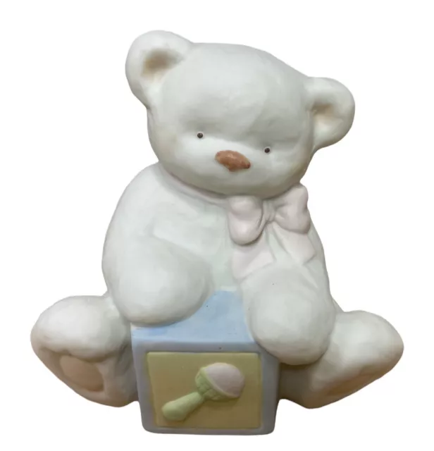 Russ Berrie Precious Keepsakes Teddy Bear Bank Pink Bow with Gift Box NOS