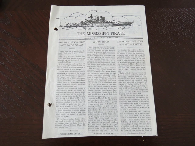 WWII Era-Newsletter The Mississippi Pirate from the USS Mississippi 1939