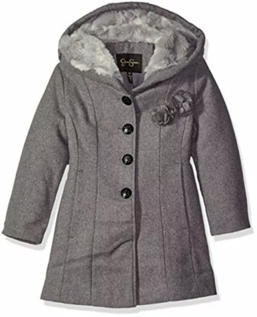 Jessica Simpson Girls Grey Faux Wool Double Coat Size 4