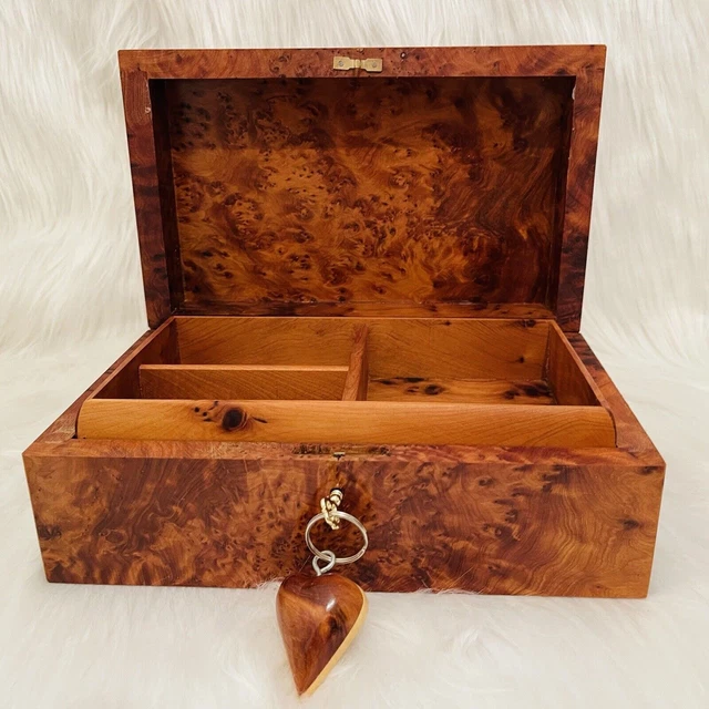 Boîte en bois, organisateur de boîte à bijoux en bois de loupe de thuya...