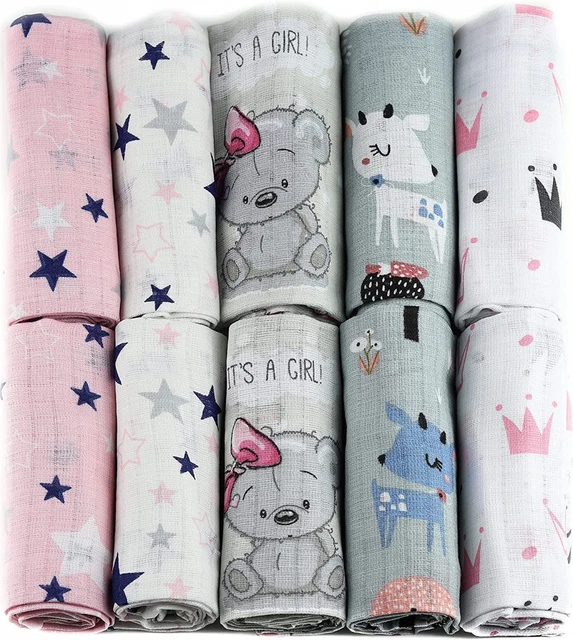 Langes Coton Bébé - Lange En Mousseline De (Lot de 10) - MADE Rose