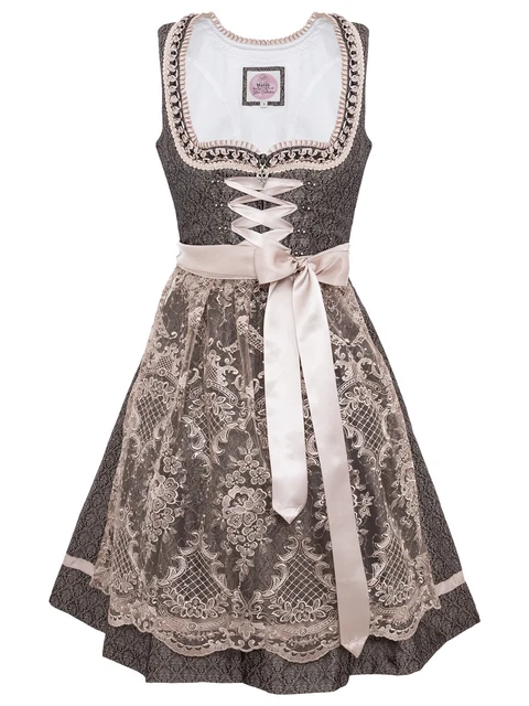 Marjo Midi Dirndl 2tlg. 58cm BENITA anthrazit taupe