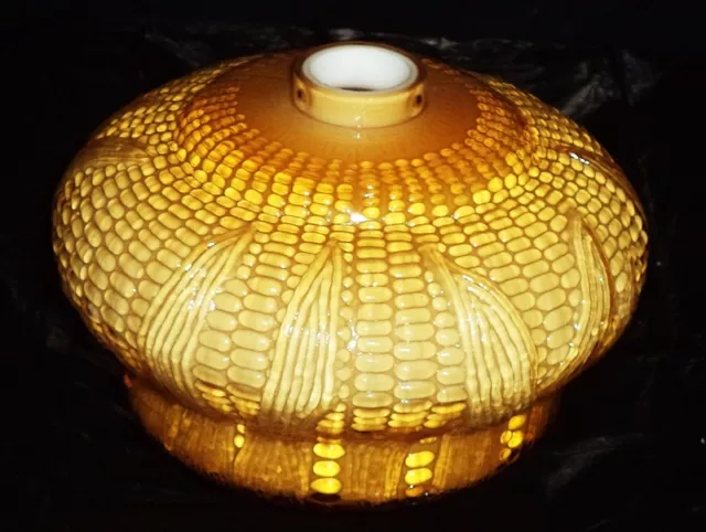 Fenton Art Glass - Lg Embossed Maze Amber Overlay Oval Font AD #1