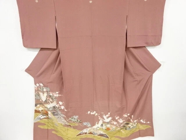 6371984: Japanese Kimono / Vintage Iro-Tomesode / Embroidery / Pine & Ume Blosso