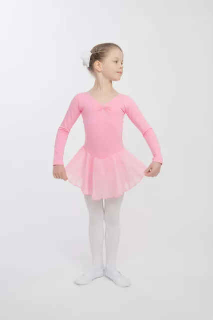 tanzmuster Kinder Langarm Ballettkleid "Anna" rosa Ballettanzug Ballett Trikot 3