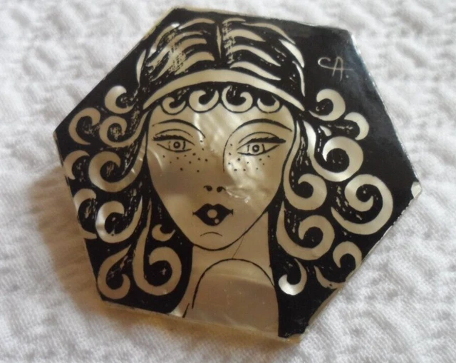 ANCIENNE BROCHE DE LÉA STEIN EN GALALITHE " art déco " non signée ! EUR