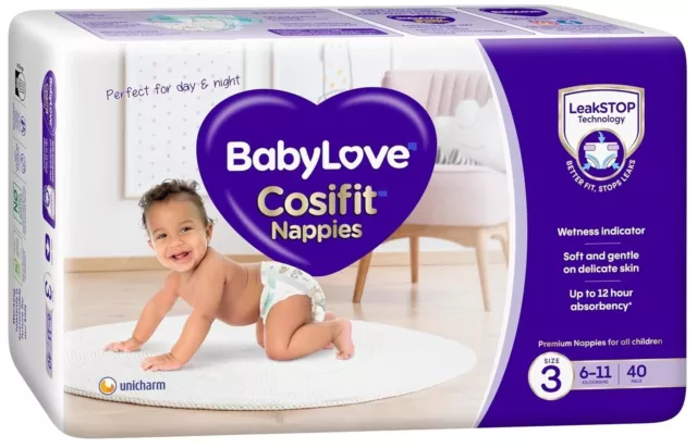 BabyLove Cosifit Nappies Size 3 (6-11kg) |120 Pieces (3 X 40 pack)