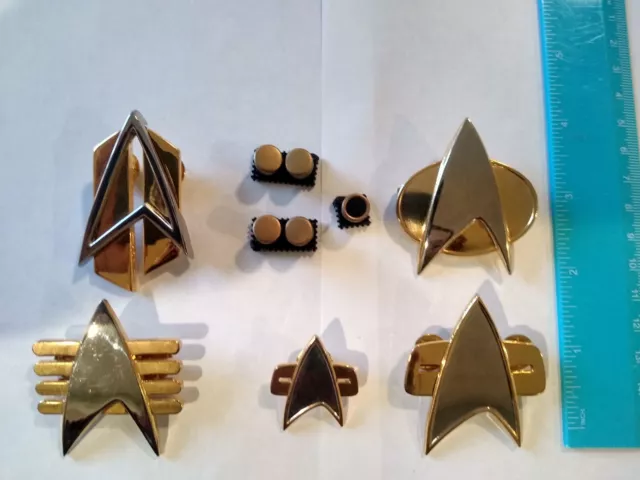 Star Trek metal vintage Uniform Insignia (set of 5 + rank pips) cosplay