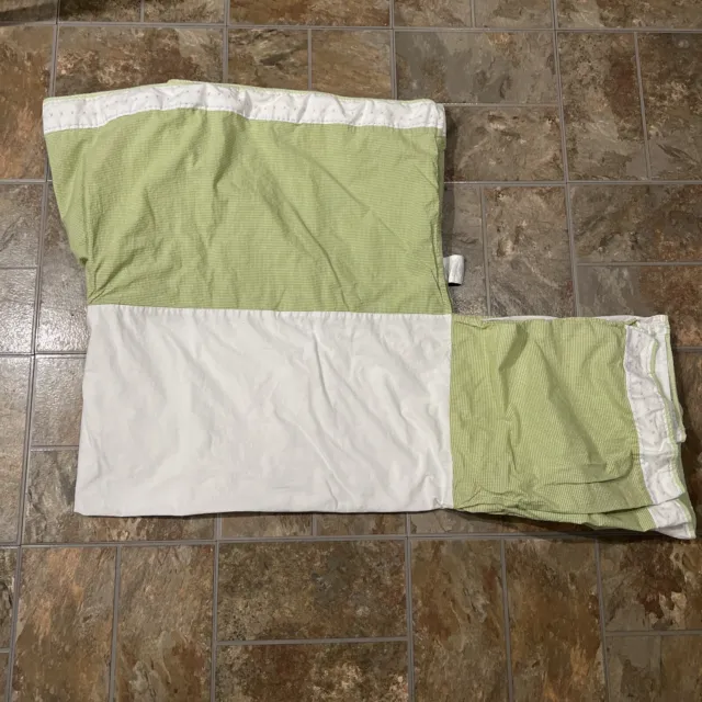 Pottery Barn Baby Crib Skirt GREEN WHITE GINGHAM Check 100% Cotton Percale