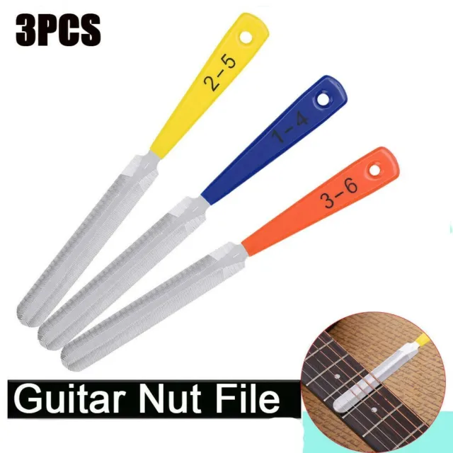 3pcs/set Guitar Nut File Double Sided Nut Slotting File for Electric Guitar Tool