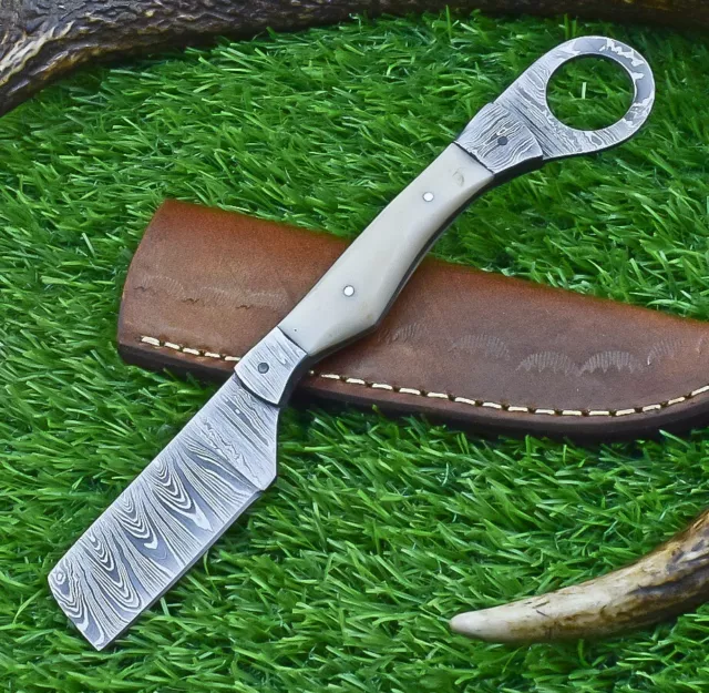CUSTOM HAND MADE DAMASCUS STEEL STRAIGHT RAZOR KNIFE Best Gift For Men EX-8077