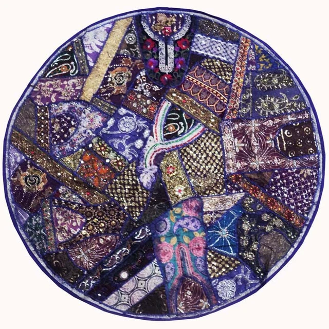 60" Vintage Décor Bead Moti Sari Round Tapestry Multipurpose Gift Wall Hanging
