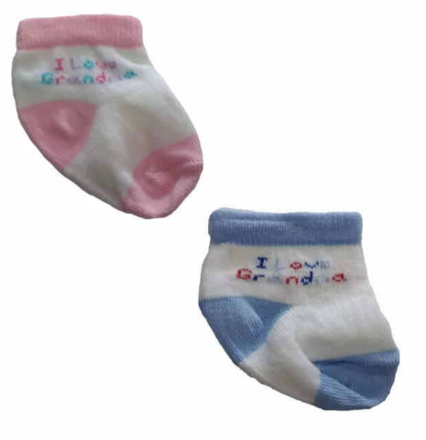 Jefferies Socks Baby Girls Boys I Love Grandma Pink Blue Crew Ankle Gift 3 Pack