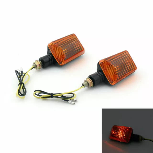 2x Universal Motorcycle Clignotante Light Lamp Blinkers Short Stalk Amber Lens