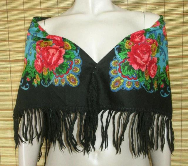PANNO COSTUME COLORATO - SPALLINE - LANA/POL. - VINTAGE - COME NUOVO - 78x78 cm