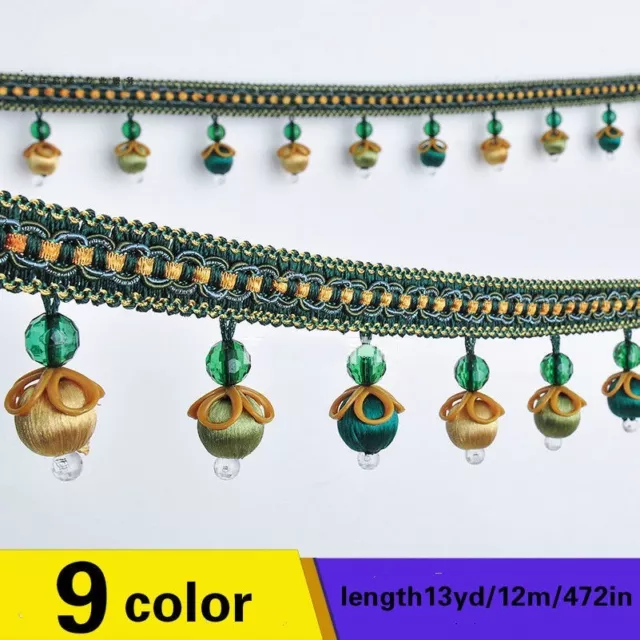 13Yard Curtain Tassel Sew Beaded Fringe Trim Party Upholstery Fabric Ribbon Home