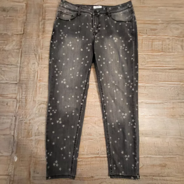 Kensie Womens Mid Rise Skinny Stretch Star Print Distress Jeans Sz 10 / 30 New