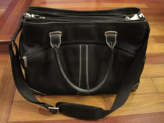Tumi Black Ballistic Laptop Tote Bag Shoulder Strap Padded Pocket Trolley Sleeve