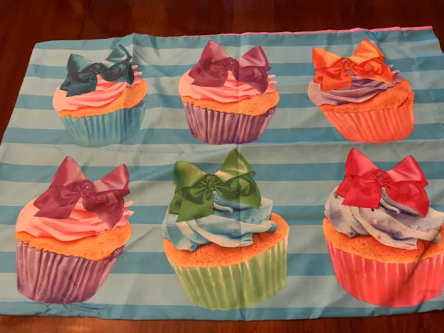 Nickelodeon JoJo Siwa Cupcakes W/Bows Reversible Pink Blue Standard Pillowcase