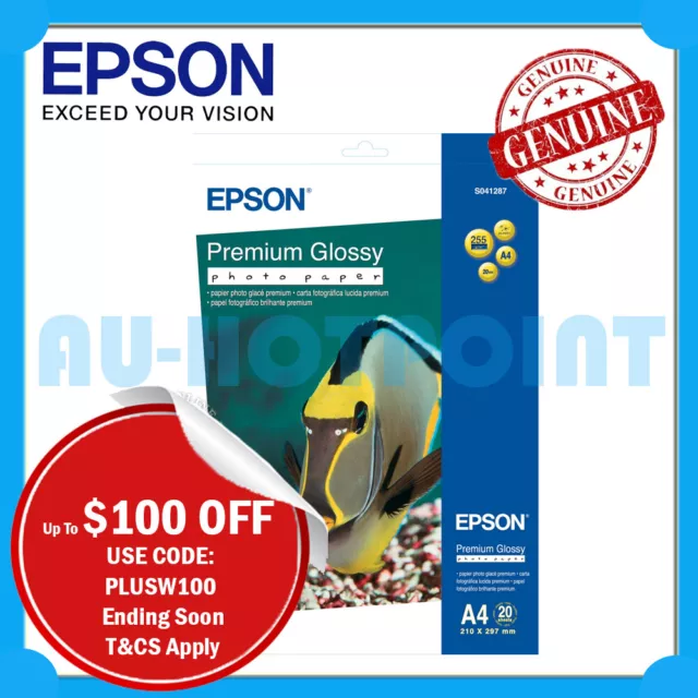 Epson Genuine S042071/S041287 A4 Premium Glossy Photo Paper (20 Sheets) 255GSM