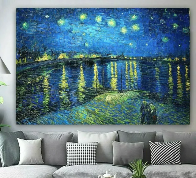 Vincent Van Gogh Starry Night Rhone Framed Canvas Wall Art Print Or Poster Paper