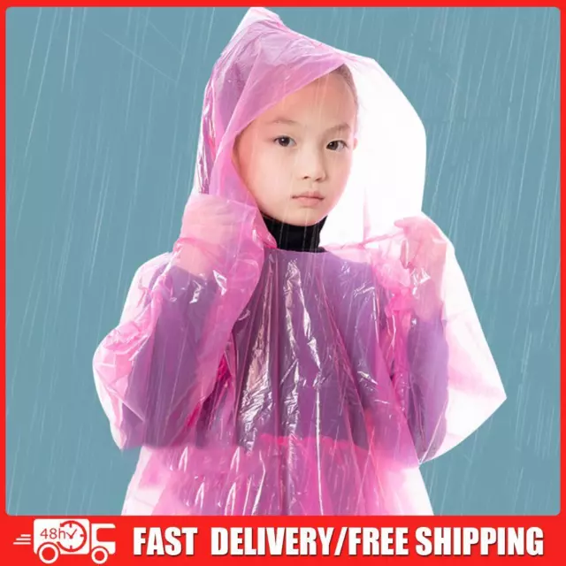 3Pcs Kids Rain Ponchos Useful Disposable Emergency Raincoats Plastic Rain Poncho