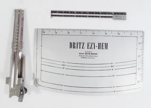 Juego de 3 reglas de herramienta de medición DRITZ Easy EZY-HEM 617 marcador calibración de costura