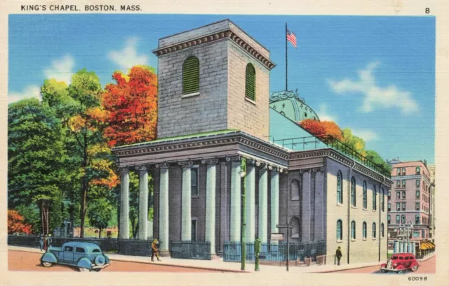 Lino postal de la Capilla del Rey de Boston Massachusetts