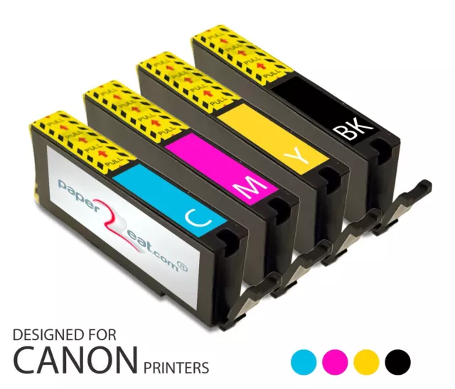 Set of 4 Refillable Edible Ink Cartridges for Canon MG5420 CLI-251 Series