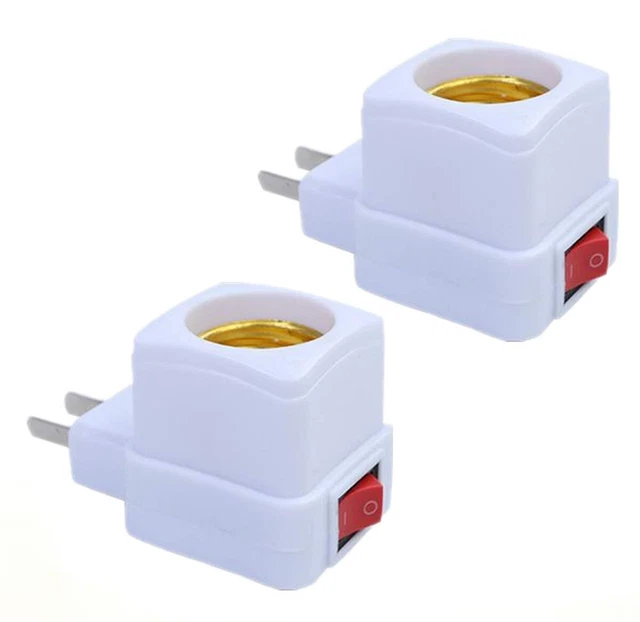 (2PACK) E26/E27 Socket Extension Adapter with Switch,Plug-in Light Socket