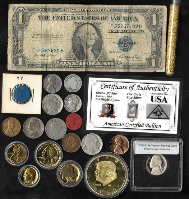 Silver Dollar Barber Mercury Liberty Indian Rare Old US Coin Collection Lot Gold
