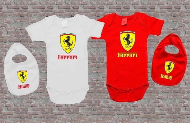 Completino Body Bavaglino Ferrari Neonato Da 6-24 Mesi Personalizzato Con Nome