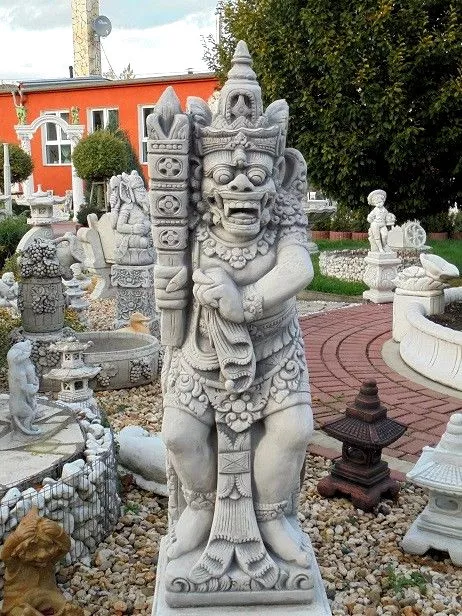 Statue Gartenfigur "Bali Krieger" Tempel Wächter Steinguss Torwächter Steinfigur