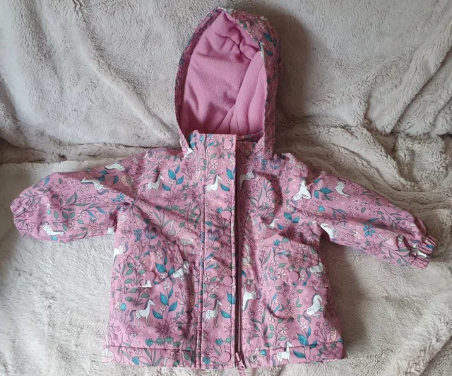 Next pink unicorn coat, fleece lined age 12-18 months