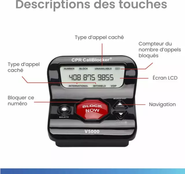 CPR V5000 Bloqueur d'Appels Indésirables Instantané pour Téléphone Fixe. 2