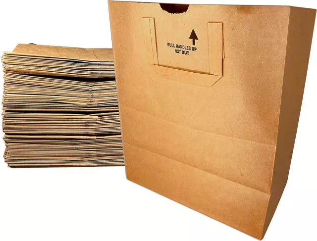 Large Paper Grocery Bags with Handles | 12X7X14 Kraft Brown Heavy Duty Sack | 57