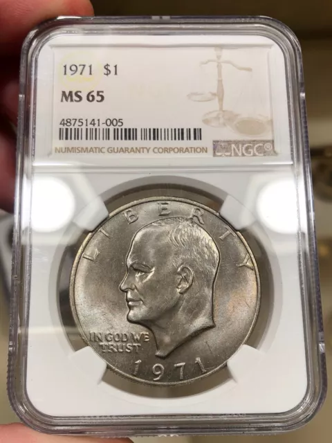 1971 Ike Dollar graded MS65 by NGC Eisenhower Nice Gem Flashy Coin