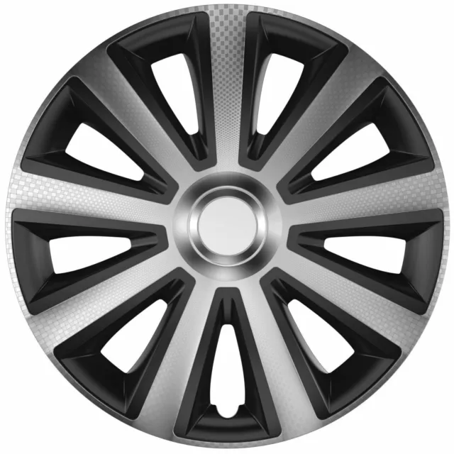 Wheel Trims 15" Hub Caps Aviator Carbon Covers Set of 4 Silver Black Fit Return