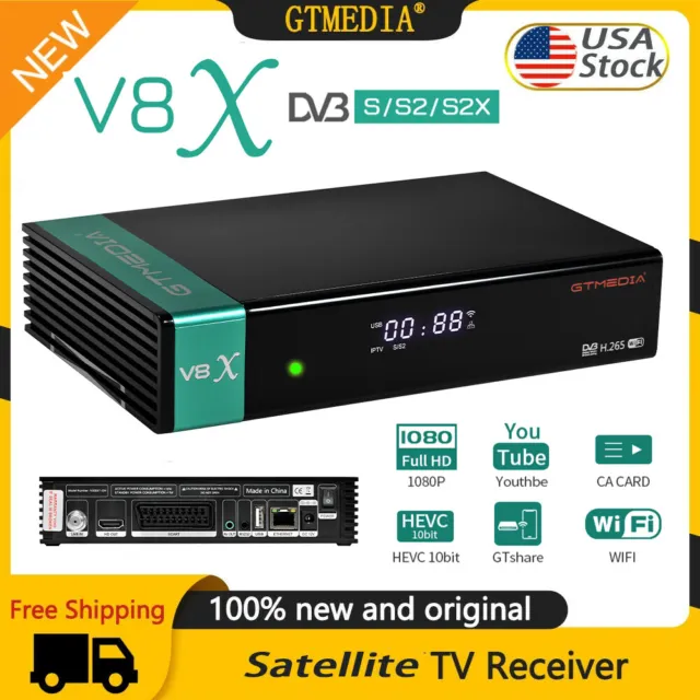 FTA Digital Satellite Receiver DVB-S2/S2X Wifi H.265 4K HD 1080P PVR Sat TV Box